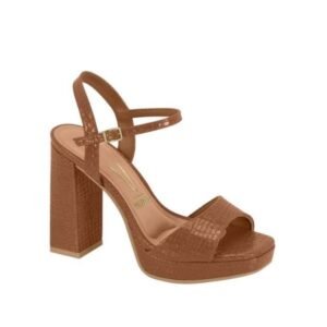 Sandália Vizzano Salto Grosso Bloco Plataforma Croco/Cobra