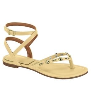 Rasteirinha Vizzano de Dedo Pedraria/Strass Tiras de Amarrar Tornozelo Flat