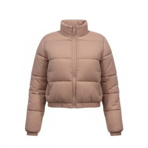 Jaqueta Puffer Feminina Cropped Gomos C/Ziper e Bolsos